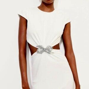 Zara Jewel Bow Cut Out Dress - NWOT